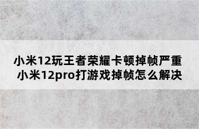 小米12玩王者荣耀卡顿掉帧严重 小米12pro打游戏掉帧怎么解决